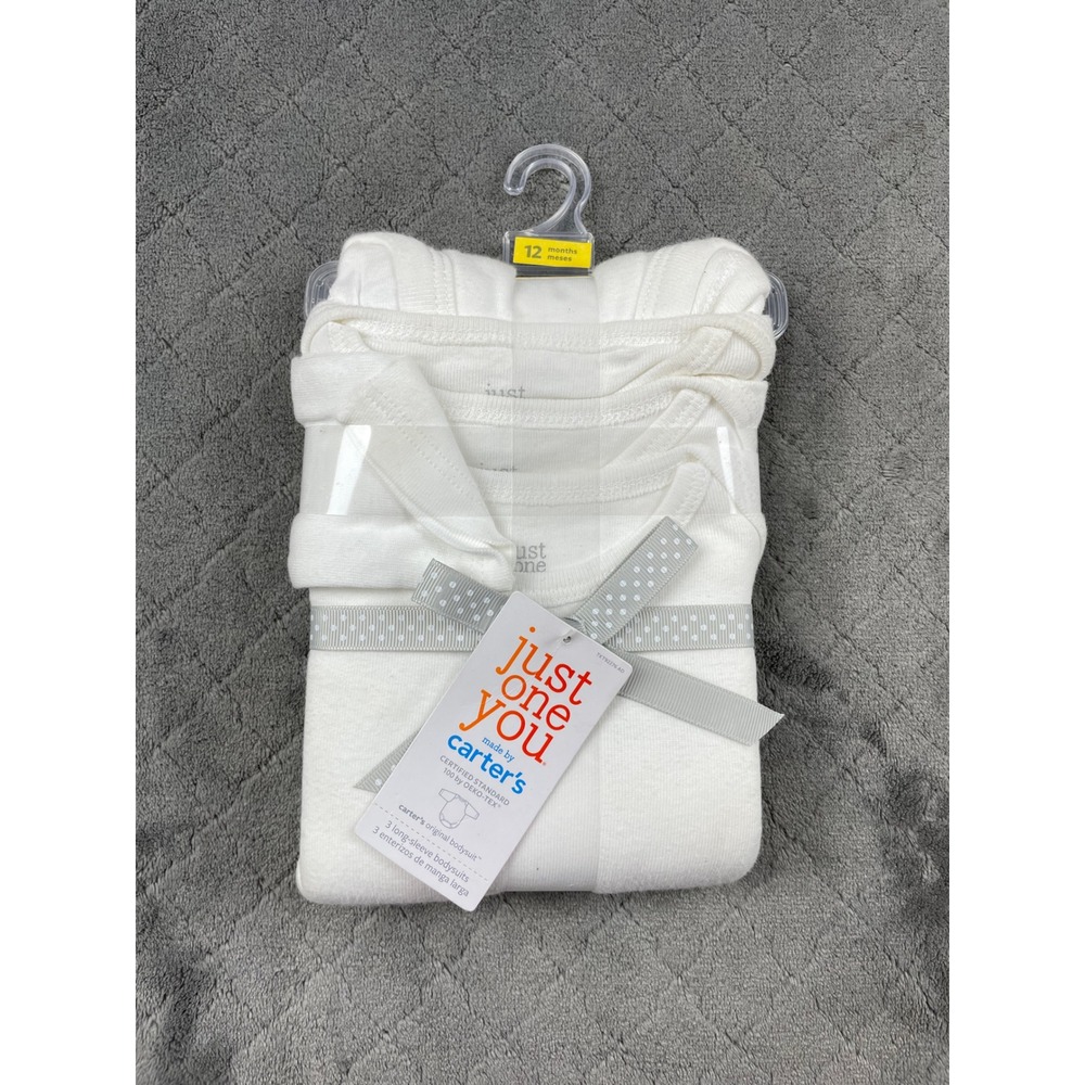 Just One You by Carters Baby 3pk Long Sleeve Bodysuits White 12M TKB30396-12M AD